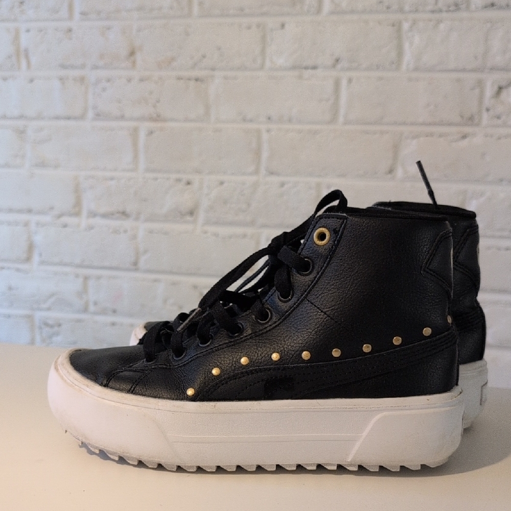 Puma Black Sneakers with Gold Studs